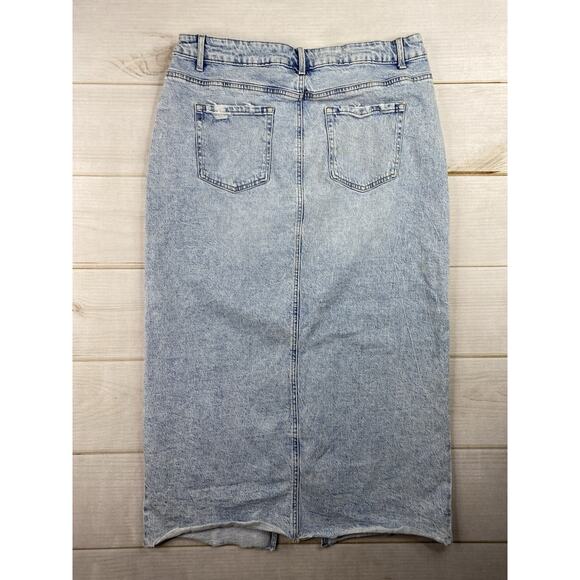 Maurices M Jeans Skirt Womens 16 Acid Wash Slit in Front Stretch Denim Midi Y2K - Picture 8 of 11